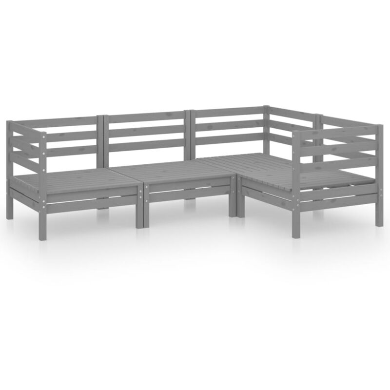 

Juego de muebles de jardín 4 piezas madera maciza de pino gris - Gris - Vidaxl