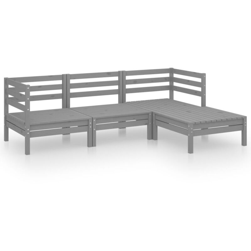 

vidaXL Juego de muebles de jardín 4 piezas madera maciza de pino gris - Gris