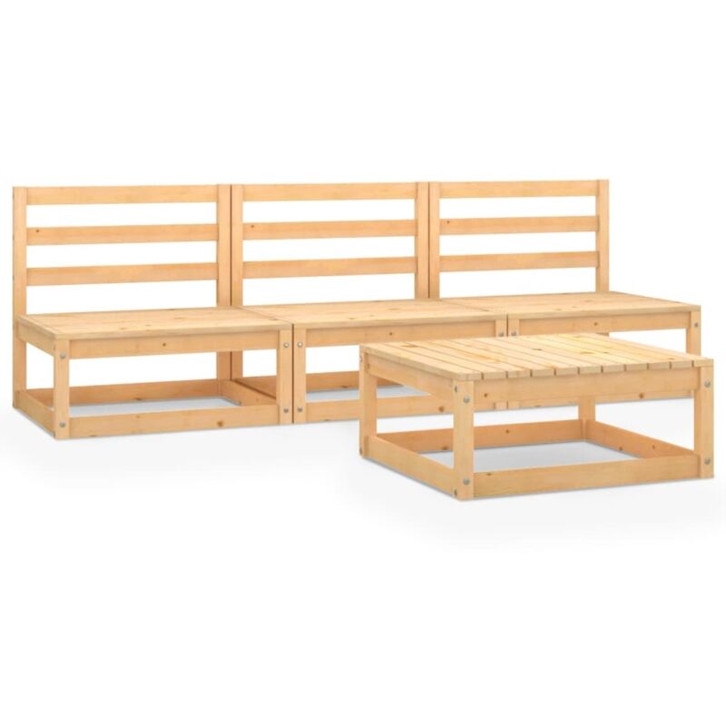 

vidaXL Juego de muebles de jardín 4 piezas madera maciza pino - Marrón