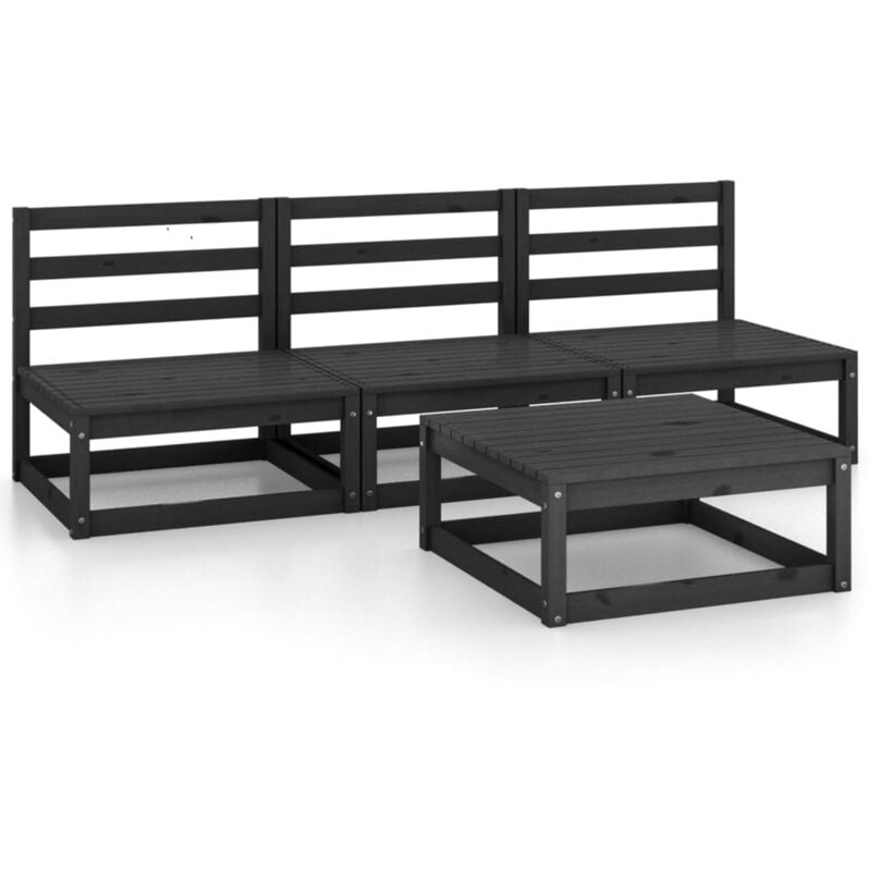 

Juego de muebles de jardín 4 piezas negro madera maciza de pino - Negro - Vidaxl