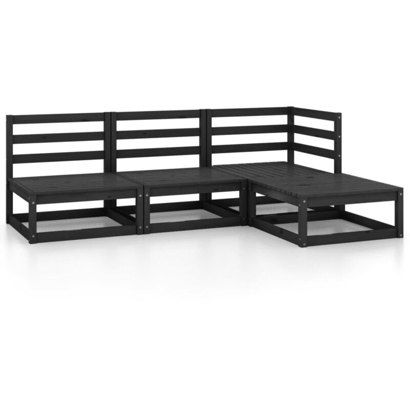 

Vidaxl - Juego de muebles de jardín 4 piezas negro madera maciza de pino - Negro