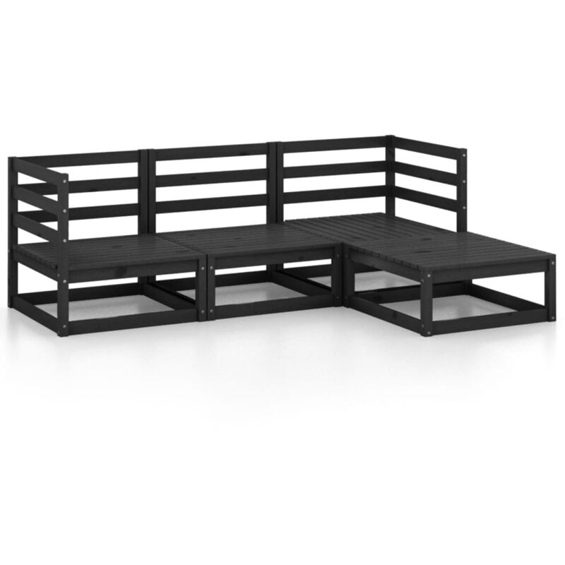 

Juego de muebles de jardín 4 piezas negro madera maciza de pino - Negro - Vidaxl