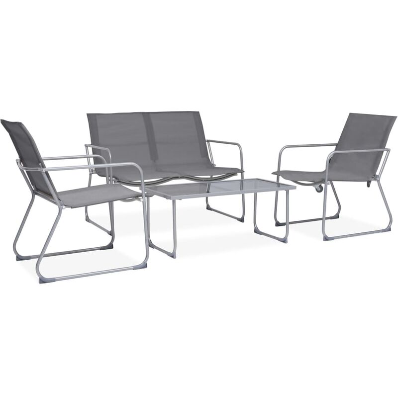 

vidaXL Juego de muebles de jardín 4 piezas tela y acero gris - Gris