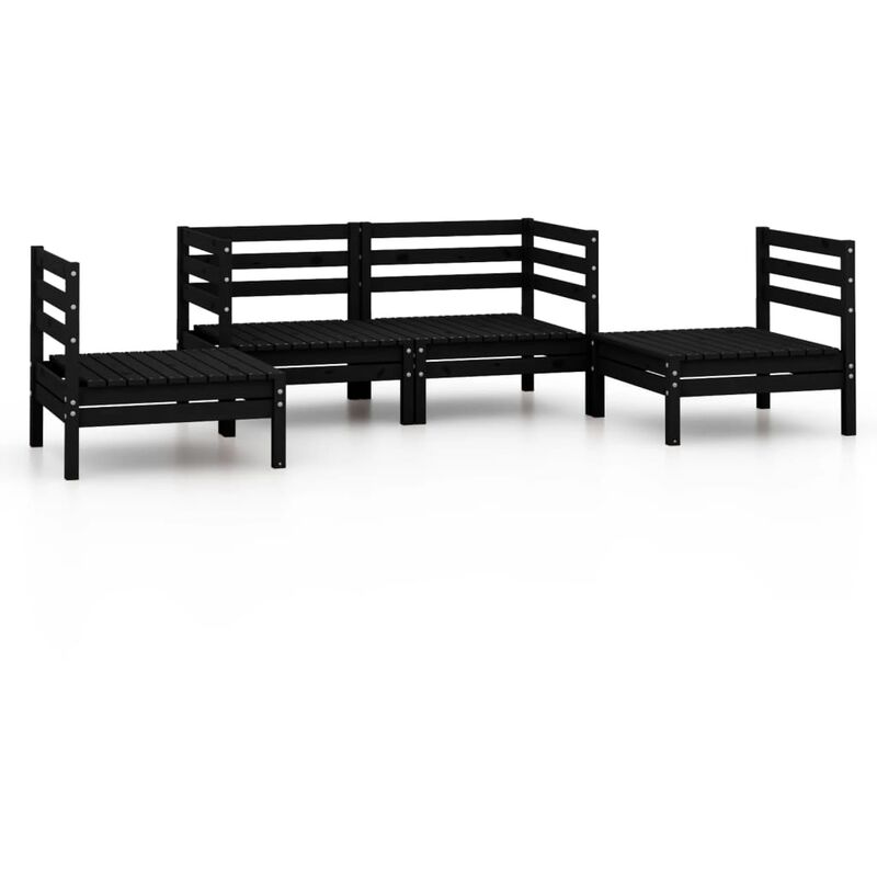 

Vidaxl - Juego de muebles de jardín 4 pzas madera de pino maciza negro - Negro