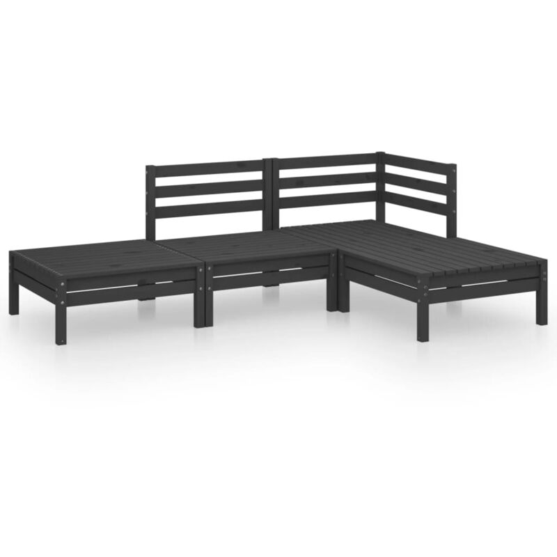 

Vidaxl - Juego de muebles de jardín 4 pzas madera de pino maciza negro - Negro