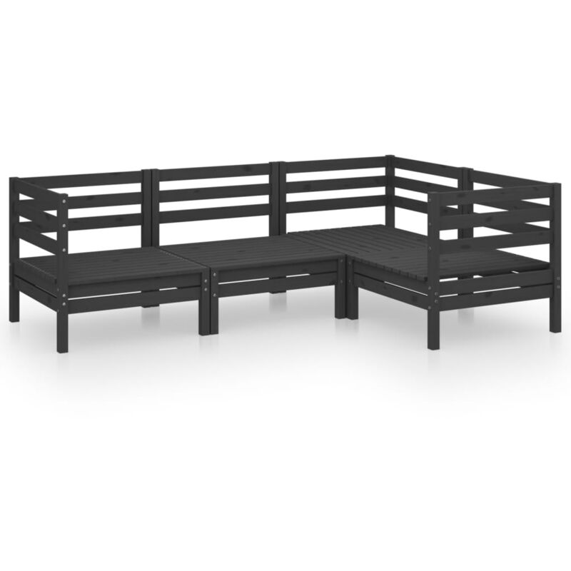 

Vidaxl - Juego de muebles de jardín 4 pzas madera de pino maciza negro - Negro