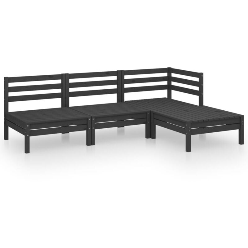 

Vidaxl - Juego de muebles de jardín 4 pzas madera de pino maciza negro - Negro