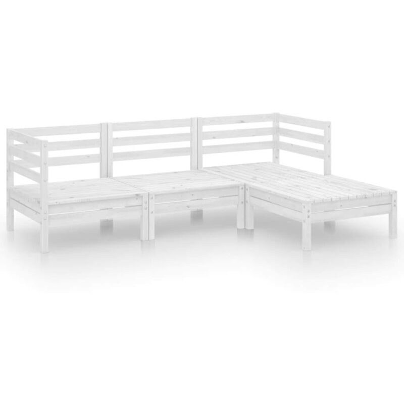 

Vidaxl - Juego de muebles de jardín 4 pzas madera maciza de pino blanco - Blanco