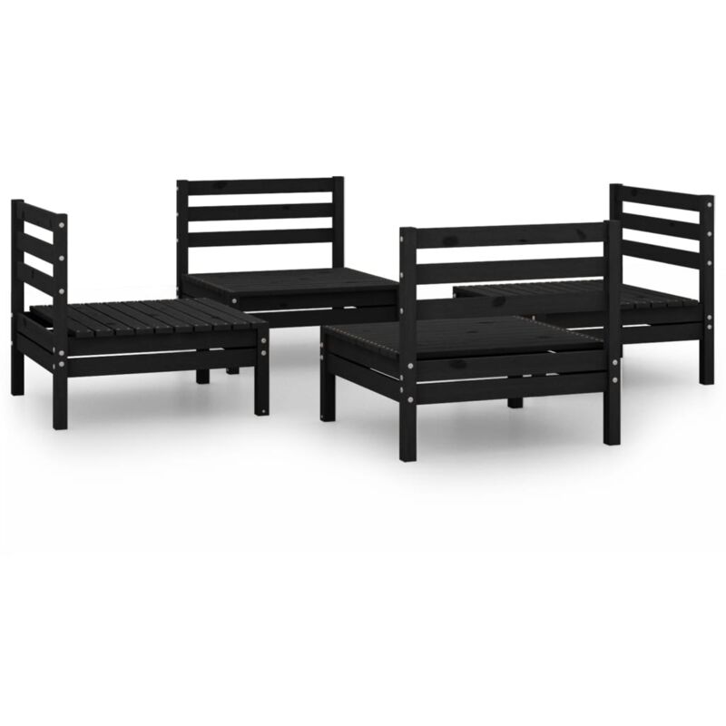 

Vidaxl - Juego de muebles de jardín 4 pzas madera maciza de pino negro - Negro