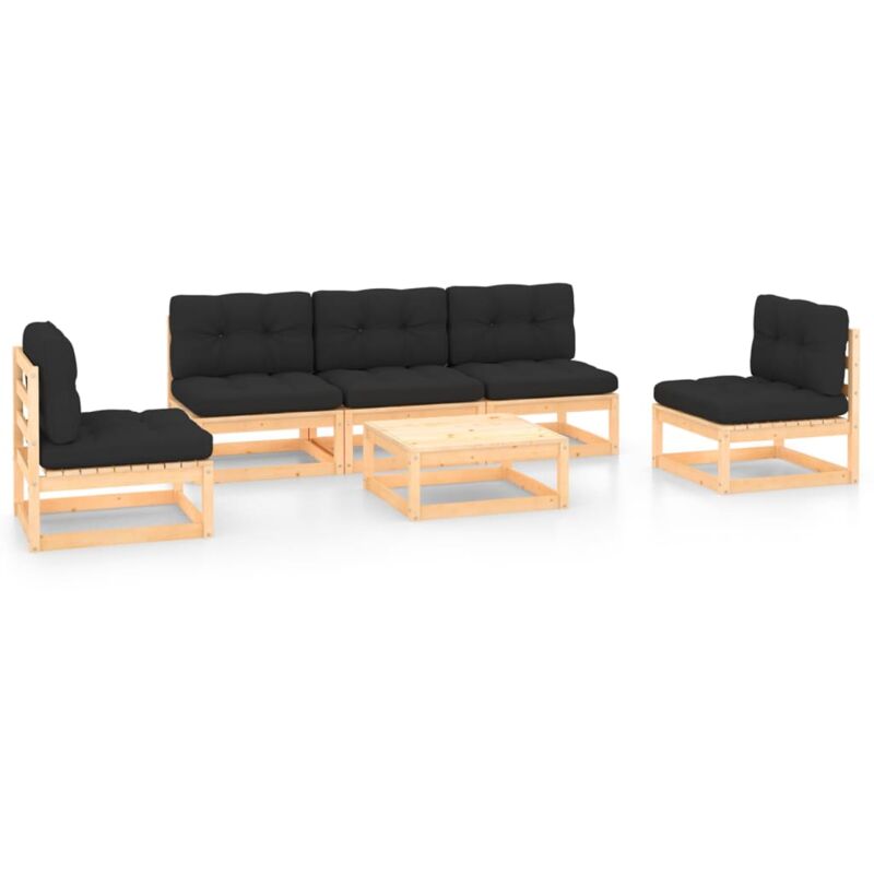 

vidaXL Juego de muebles de jardín 4 pzas y cojines madera pino maciza - Marrón