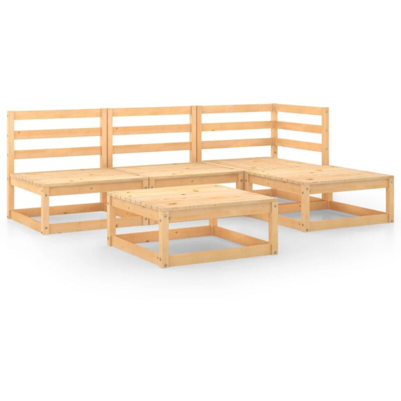 

vidaXL Juego de muebles de jardín 5 piezas madera maciza de pino - Marrón