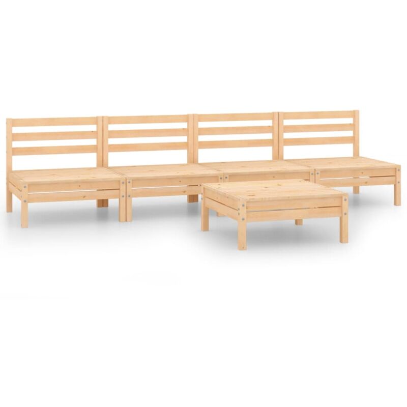 

Vidaxl - Juego de muebles de jardín 5 piezas madera maciza de pino - Marrón