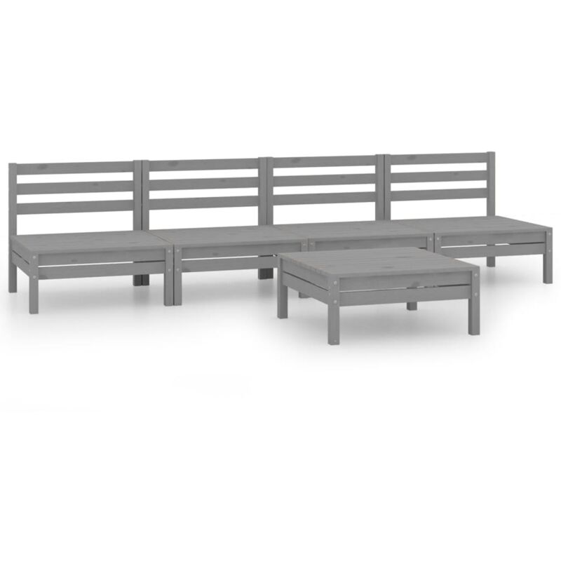

Vidaxl - Juego de muebles de jardín 5 piezas madera maciza de pino gris - Gris