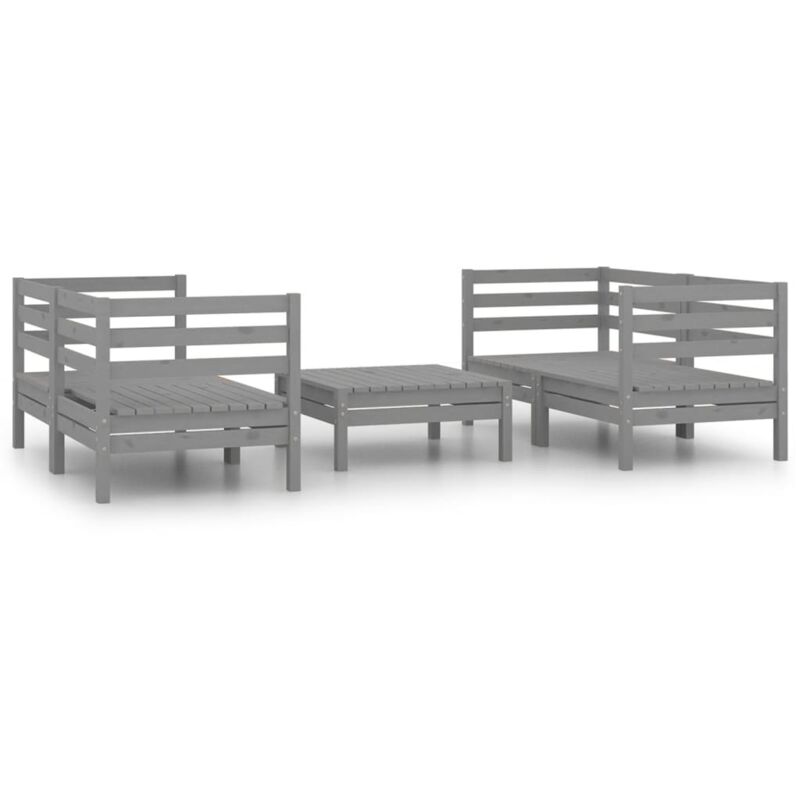 

Vidaxl - Juego de muebles de jardín 5 piezas madera maciza de pino gris - Gris