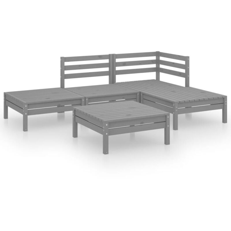 

Vidaxl - Juego de muebles de jardín 5 piezas madera maciza de pino gris - Gris