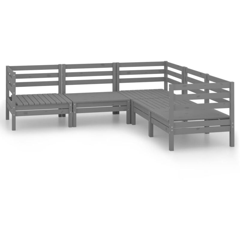 

Vidaxl - Juego de muebles de jardín 5 piezas madera maciza de pino gris - Gris