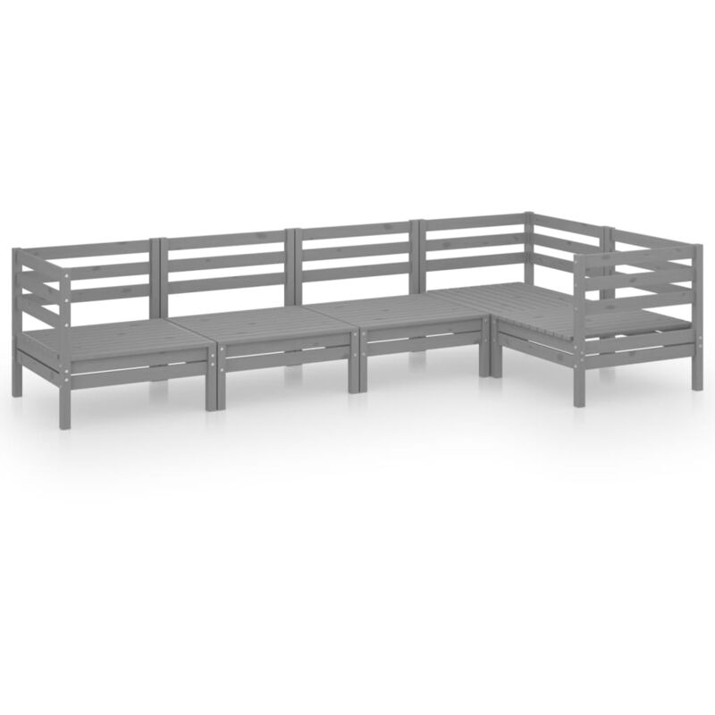 

Vidaxl - Juego de muebles de jardín 5 piezas madera maciza de pino gris - Gris