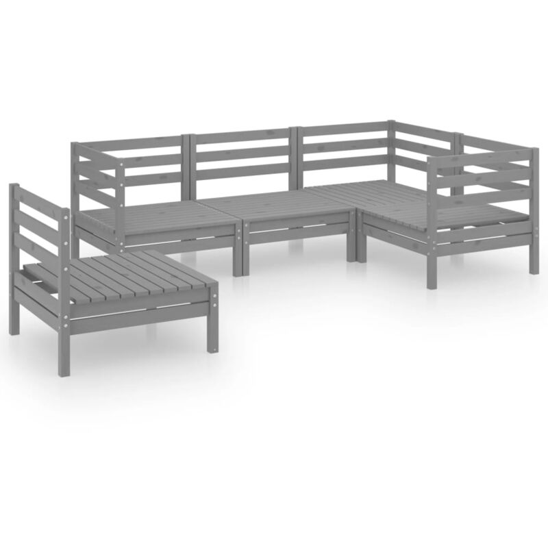 

Vidaxl - Juego de muebles de jardín 5 piezas madera maciza de pino gris - Gris