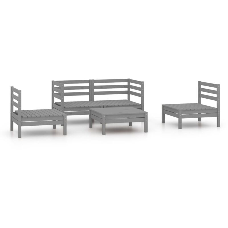 

Vidaxl - Juego de muebles de jardín 5 piezas madera maciza de pino gris - Gris