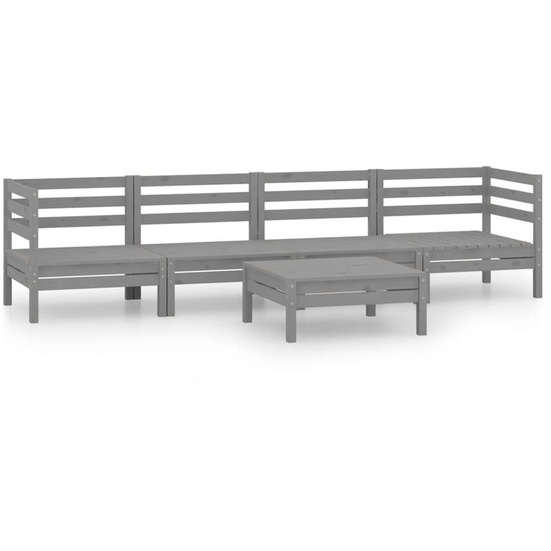 

Vidaxl - Juego de muebles de jardín 5 piezas madera maciza de pino gris - Gris