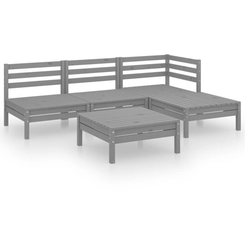 

Vidaxl - Juego de muebles de jardín 5 piezas madera maciza de pino gris - Gris