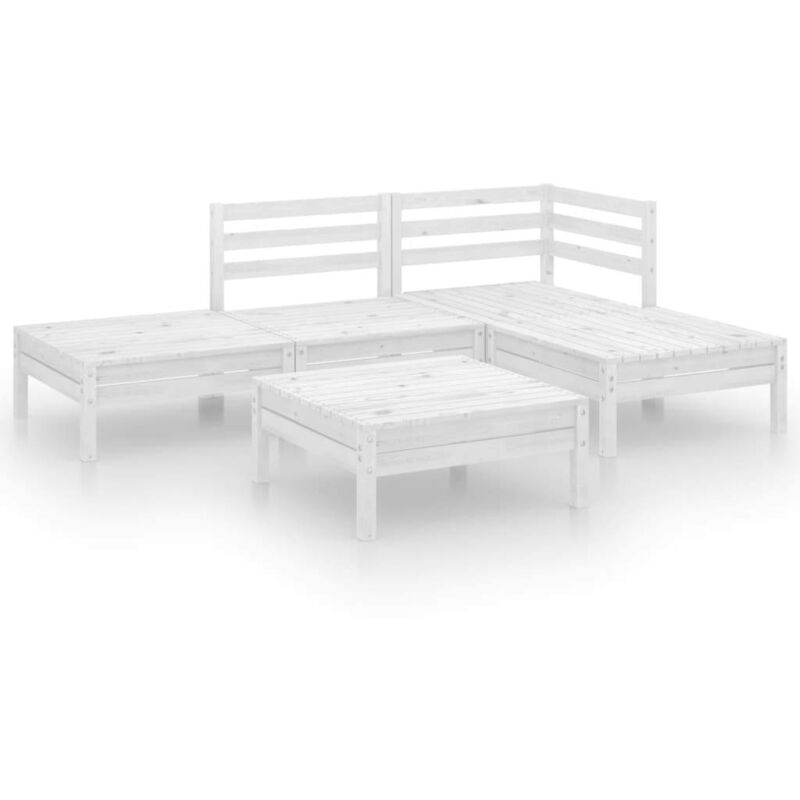 

Vidaxl - Juego de muebles de jardín 5 piezas madera maciza pino blanco - Blanco