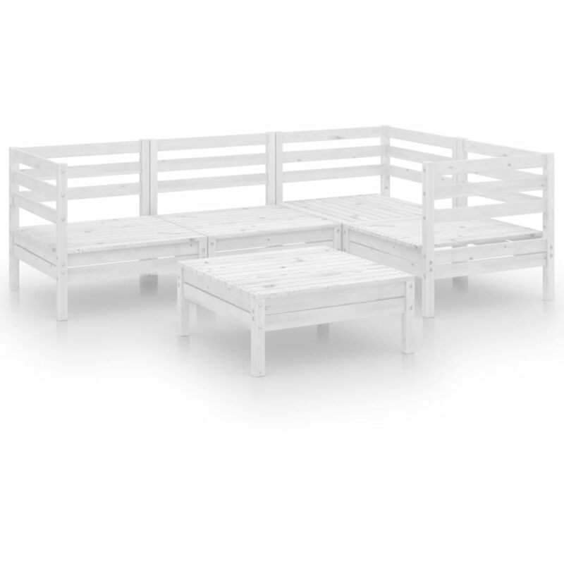 

vidaXL Juego de muebles de jardín 5 piezas madera maciza pino blanco - Blanco