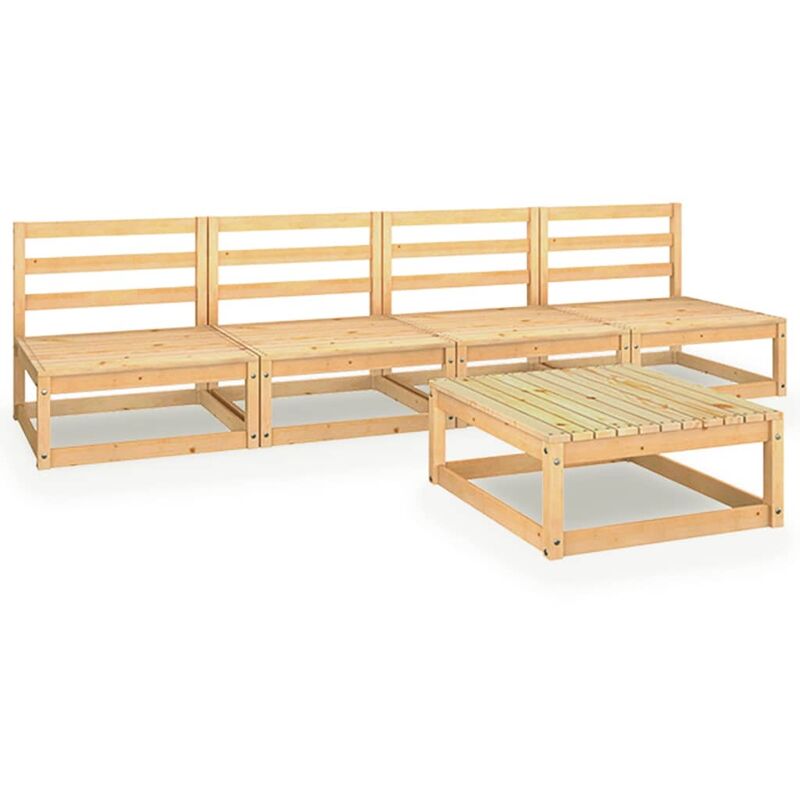 

vidaXL Juego de muebles de jardín 5 piezas madera pino maciza - Marrón
