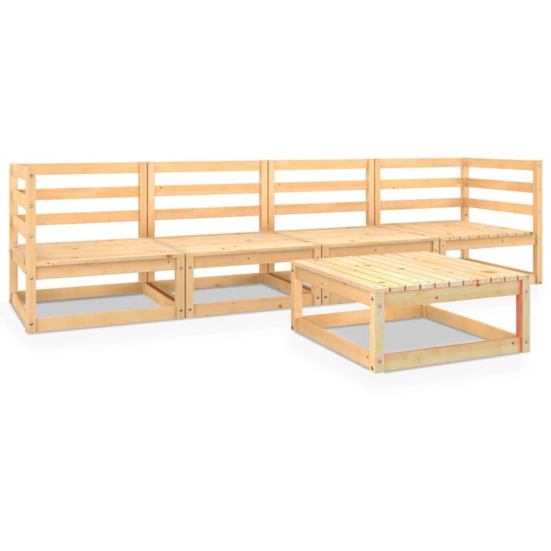 

vidaXL Juego de muebles de jardín 5 piezas madera pino maciza - Marrón