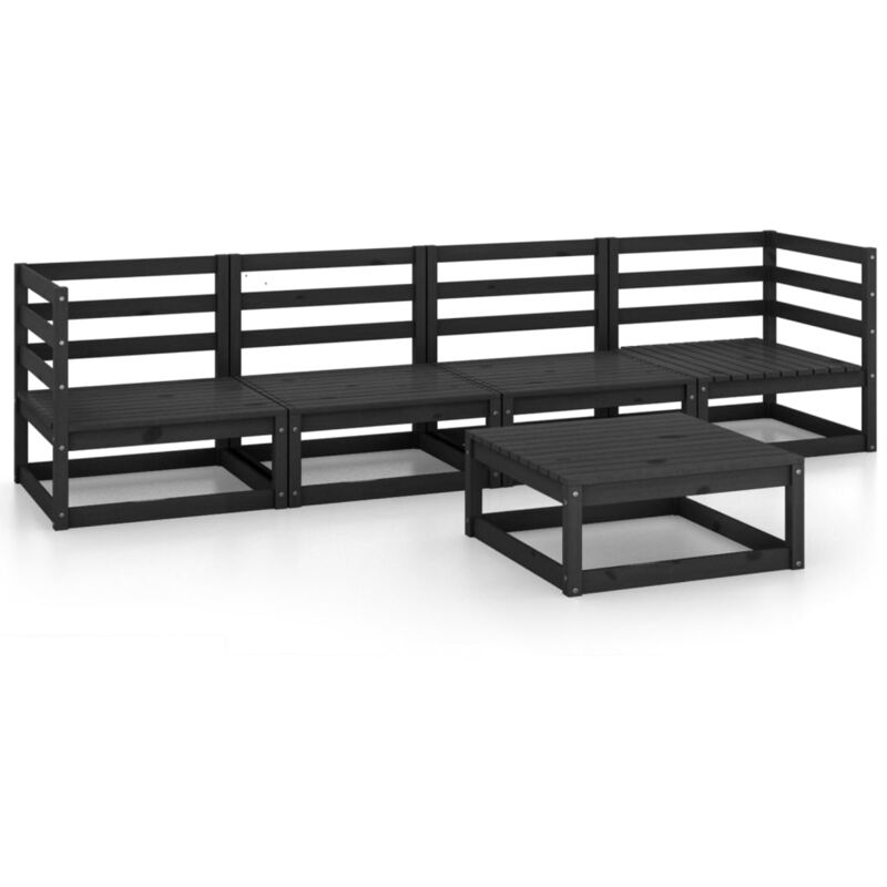 

Vidaxl - Juego de muebles de jardín 5 piezas negro madera maciza de pino - Negro