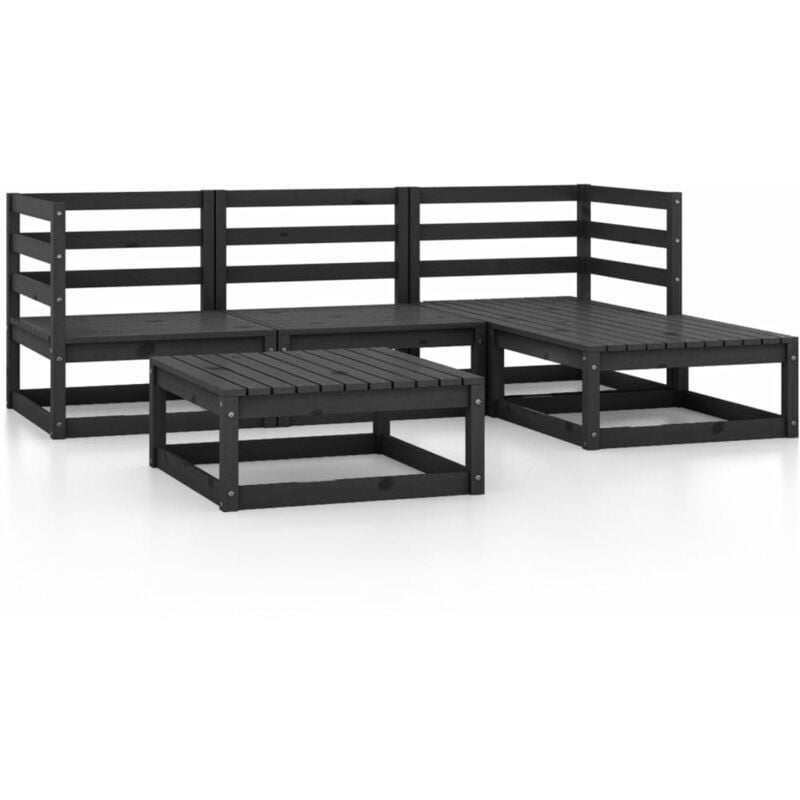 

Vidaxl - Juego de muebles de jardín 5 piezas negro madera maciza de pino - Negro