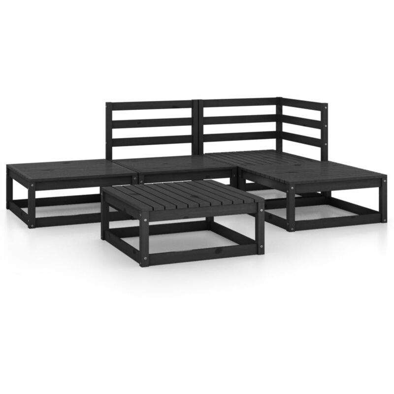 

Vidaxl - Juego de muebles de jardín 5 piezas negro madera maciza de pino - Negro