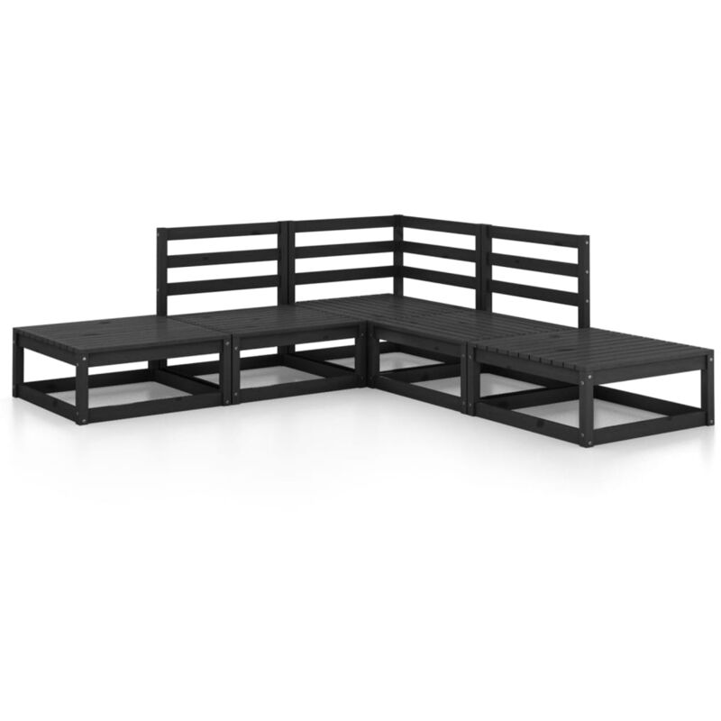 

vidaXL Juego de muebles de jardín 5 piezas negro madera maciza de pino - Negro