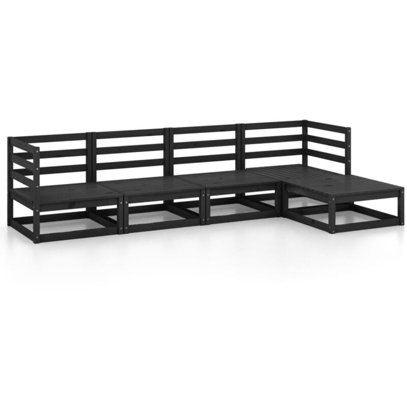 

Vidaxl - Juego de muebles de jardín 5 piezas negro madera maciza pino - Negro