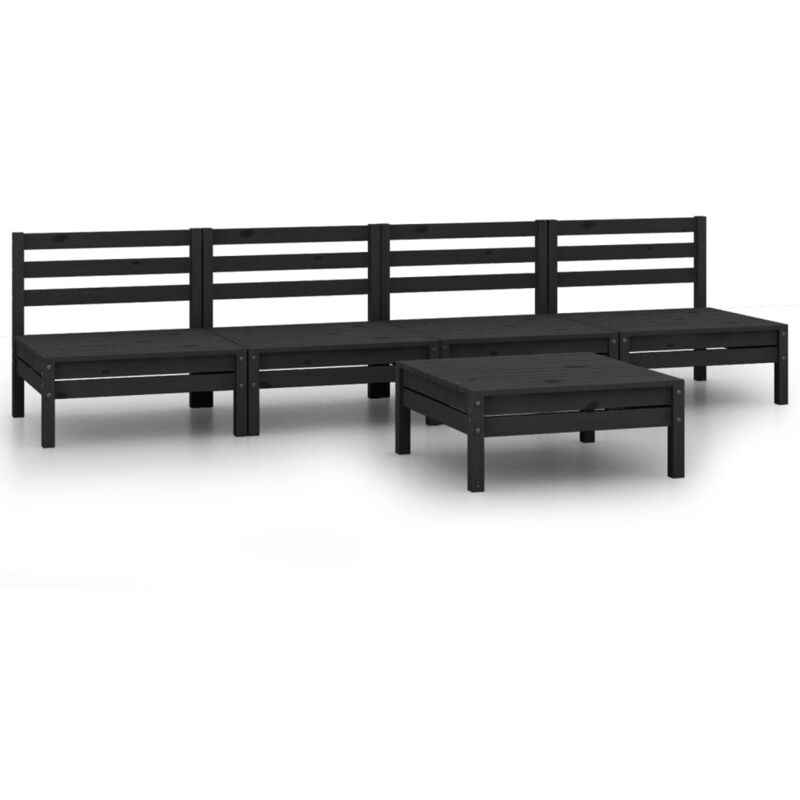 

Vidaxl - Juego de muebles de jardín 5 pzas madera de pino maciza negro - Negro