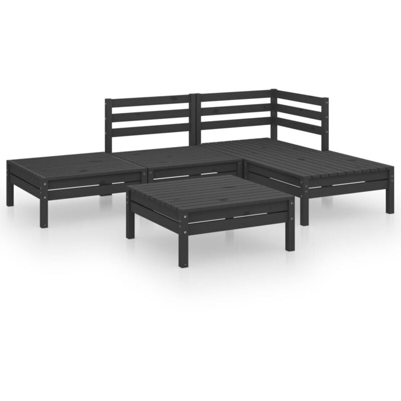 

Vidaxl - Juego de muebles de jardín 5 pzas madera de pino maciza negro - Negro