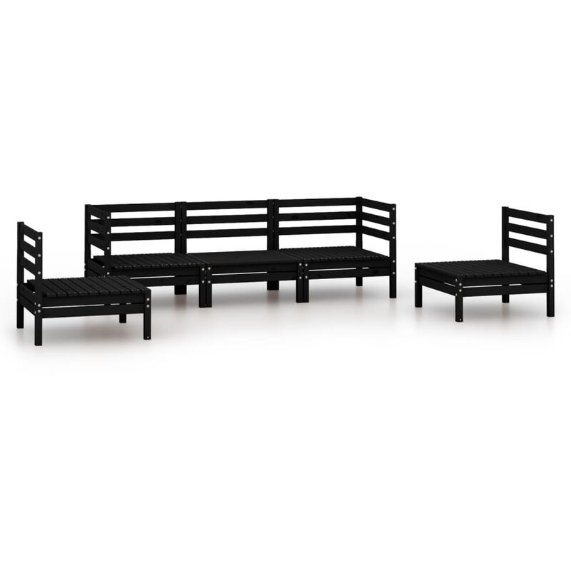 

vidaXL Juego de muebles de jardín 5 pzas madera de pino maciza negro - Negro