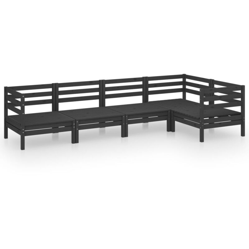 

Vidaxl - Juego de muebles de jardín 5 pzas madera de pino maciza negro - Negro