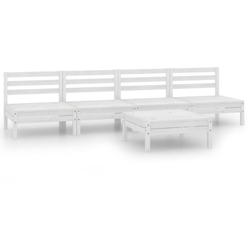 

Vidaxl - Juego de muebles de jardín 5 pzas madera maciza de pino blanco - Blanco