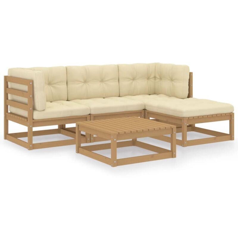 

Vidaxl - Juego de muebles de jardín 5 pzas y cojines madera pino maciza - Marrón