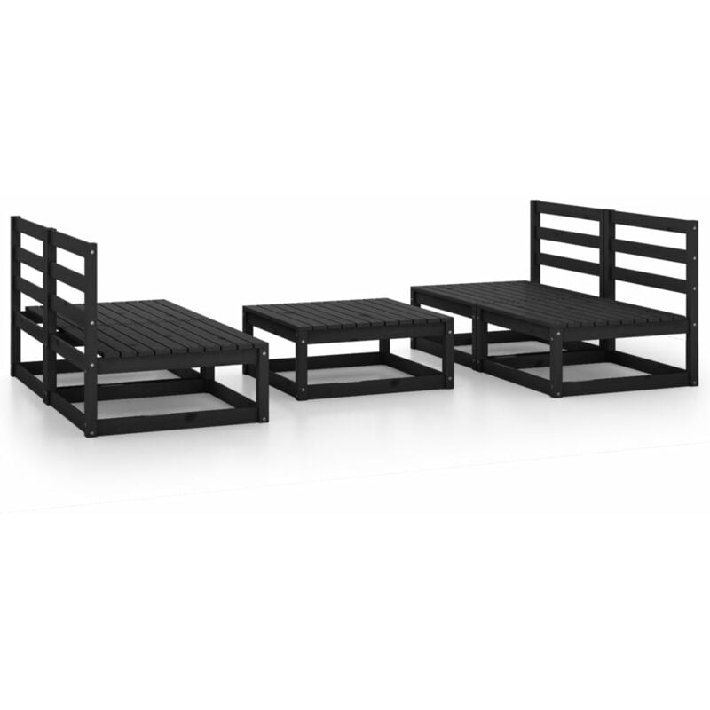 

Vidaxl - Juego de muebles de jardín 5 pzas y cojines negro madera pino - Negro