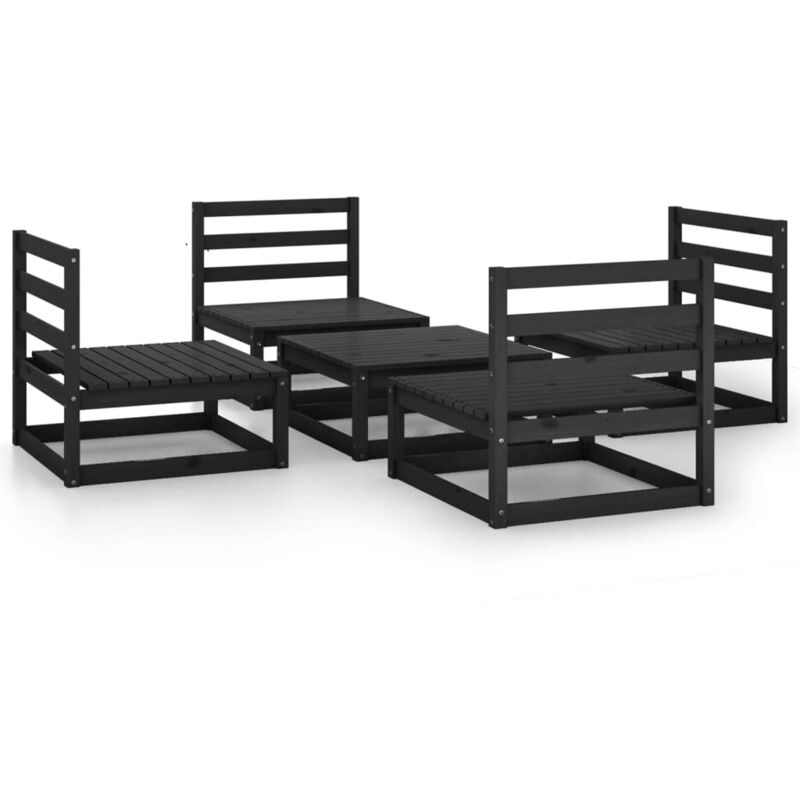 

Vidaxl - Juego de muebles de jardín 5 pzas y cojines negro madera pino - Negro