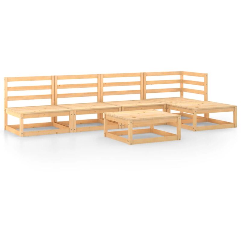 

vidaXL Juego de muebles de jardín 6 piezas madera maciza de pino - Marrón