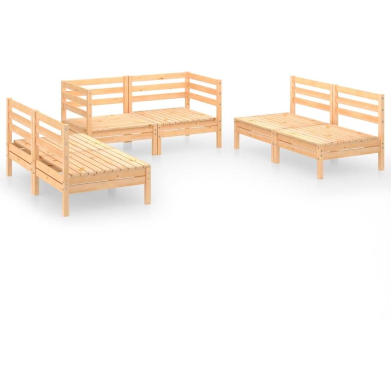 

vidaXL Juego de muebles de jardín 6 piezas madera maciza de pino - Marrón