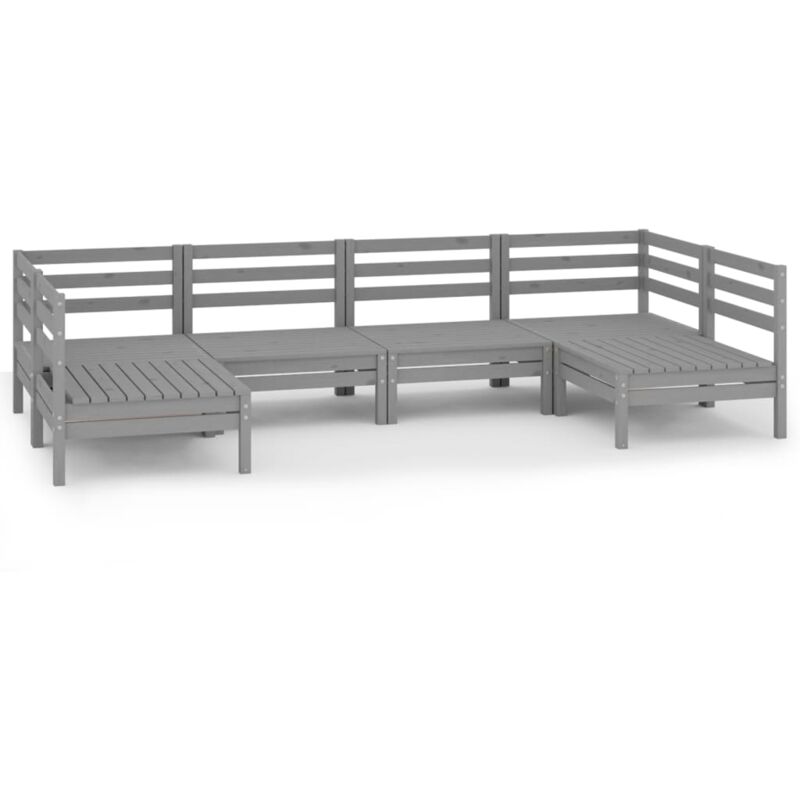 

vidaXL Juego de muebles de jardín 6 piezas madera maciza de pino gris - Gris