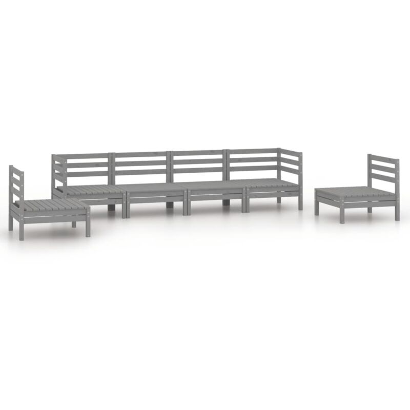 

vidaXL Juego de muebles de jardín 6 piezas madera maciza de pino gris - Gris