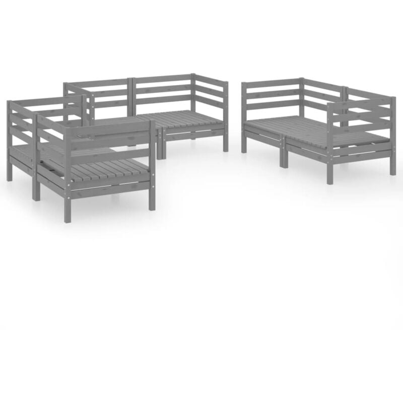 

vidaXL Juego de muebles de jardín 6 piezas madera maciza de pino gris - Gris