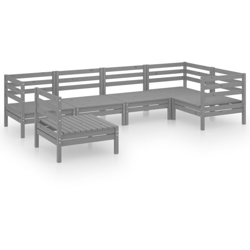 

Vidaxl - Juego de muebles de jardín 6 piezas madera maciza de pino gris - Gris