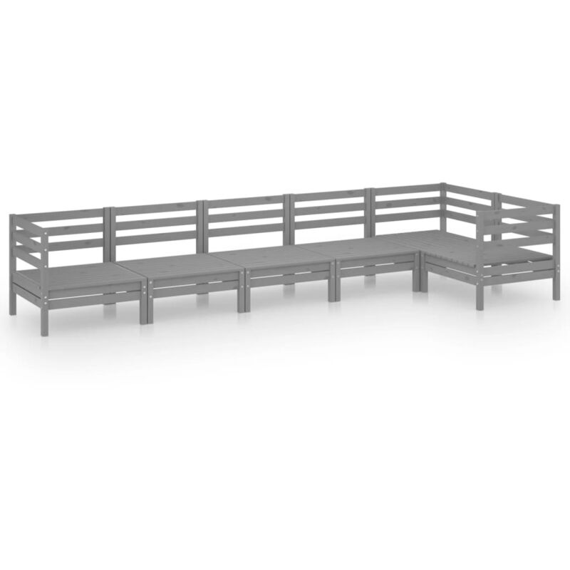 

Vidaxl - Juego de muebles de jardín 6 piezas madera maciza de pino gris - Gris