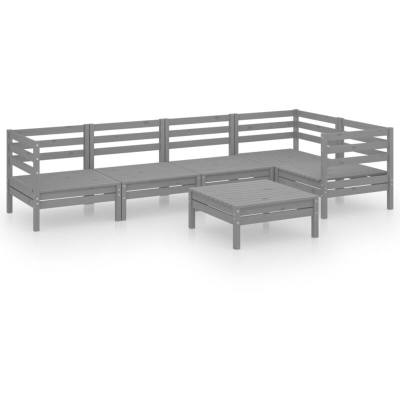 

Vidaxl - Juego de muebles de jardín 6 piezas madera maciza de pino gris - Gris